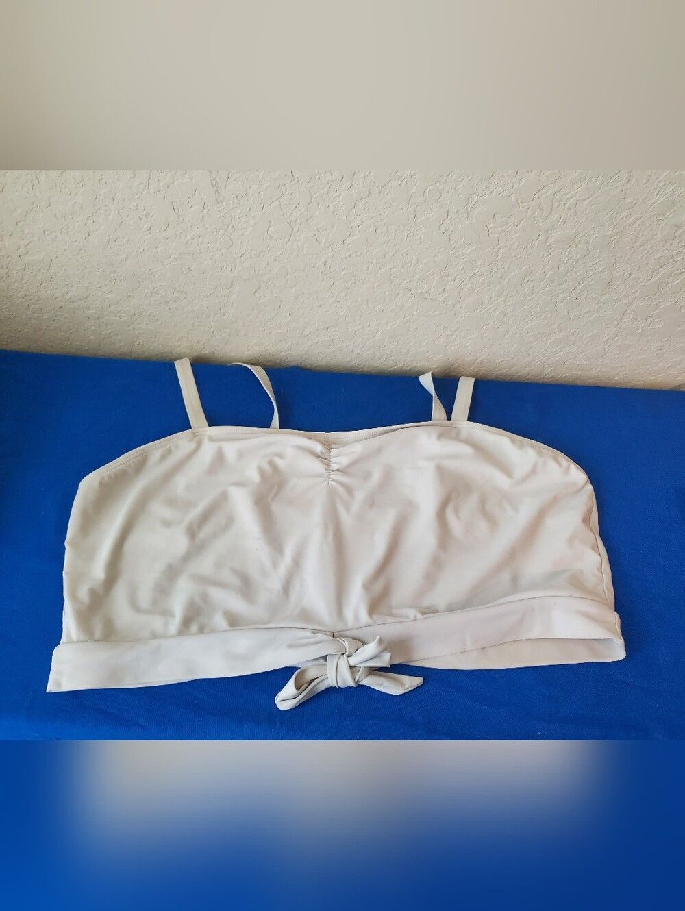 White Tie-Front Bikini Top - Adjustable Straps Swimwear Size XXL
